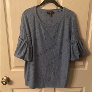 Blue Eyelet Top